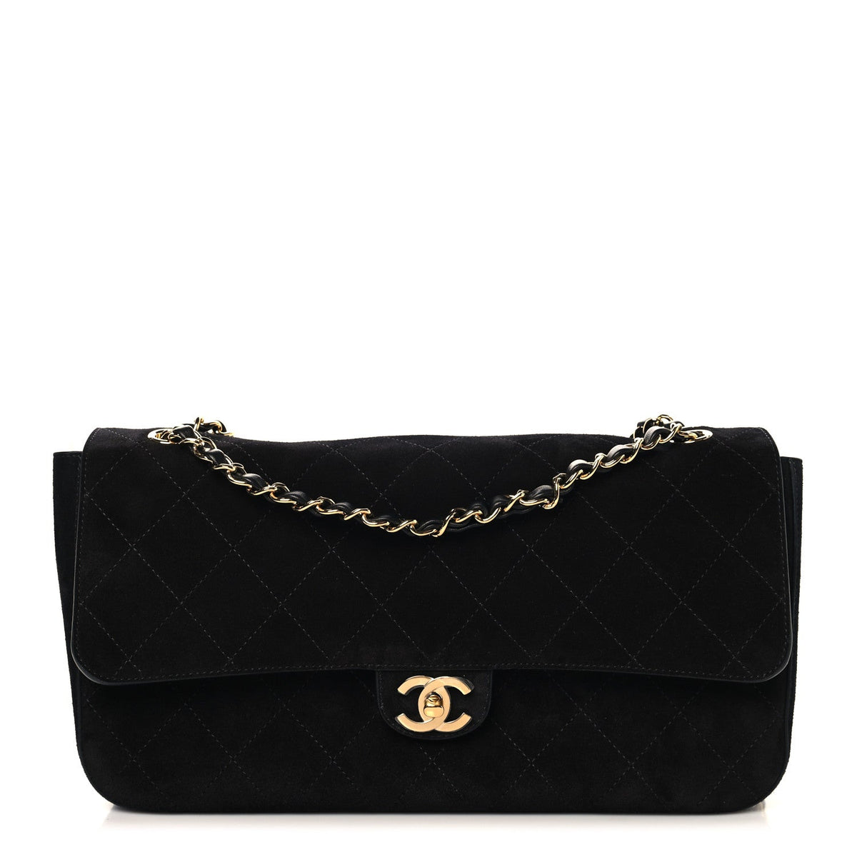 Suede Calfskin Small Souplissimo Maxi Flap Black