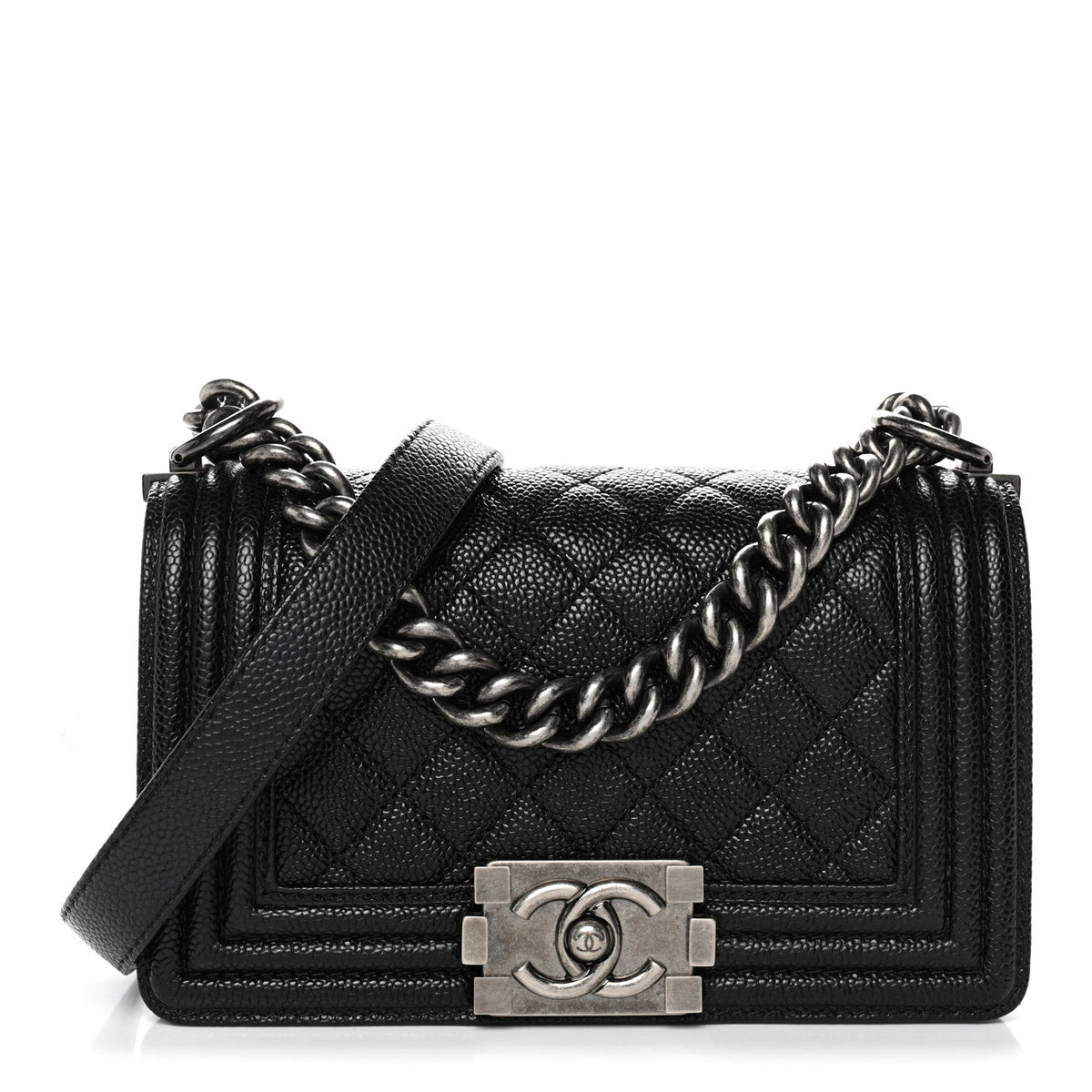 Caviar Quilted Small Boy Flap Black