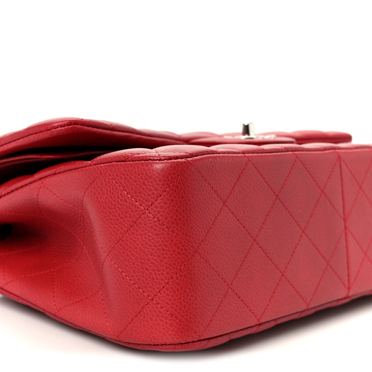 Caviar Quilted Jumbo Double Flap Dark Red