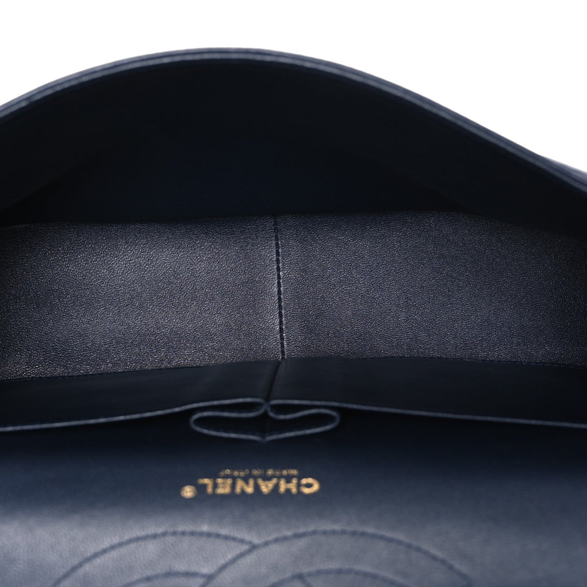 Lambskin Quilted Jumbo Double Flap Navy