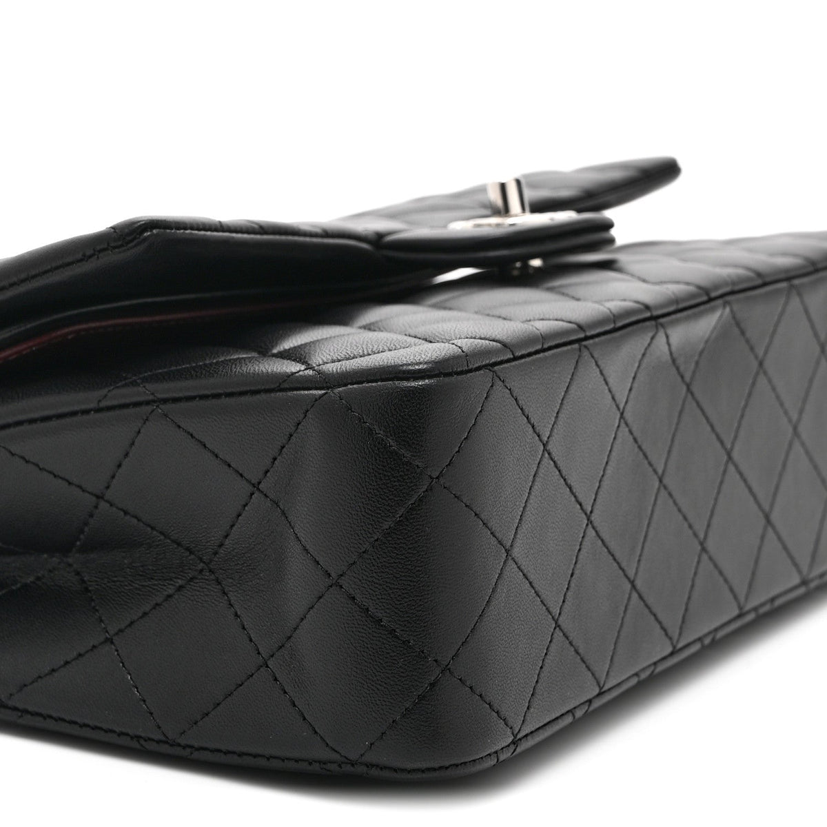 Lambskin Quilted Medium Double Flap Black