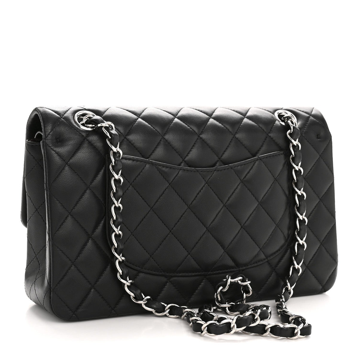 Lambskin Quilted Medium Double Flap Black