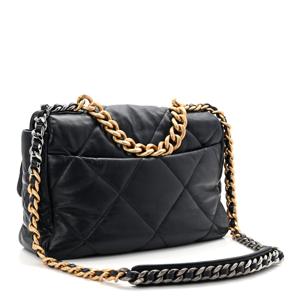 Goatskin Quilted Large Chanel 19 Flap Navy Blue