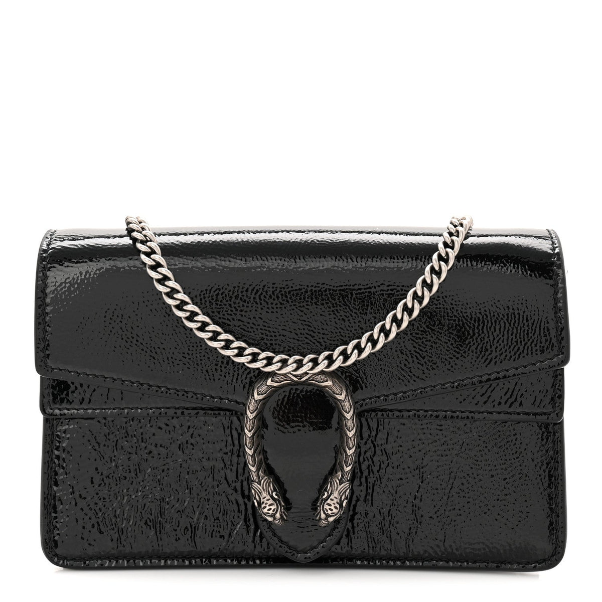 Crinkled Patent Super Mini Dionysus Shoulder Bag Black
