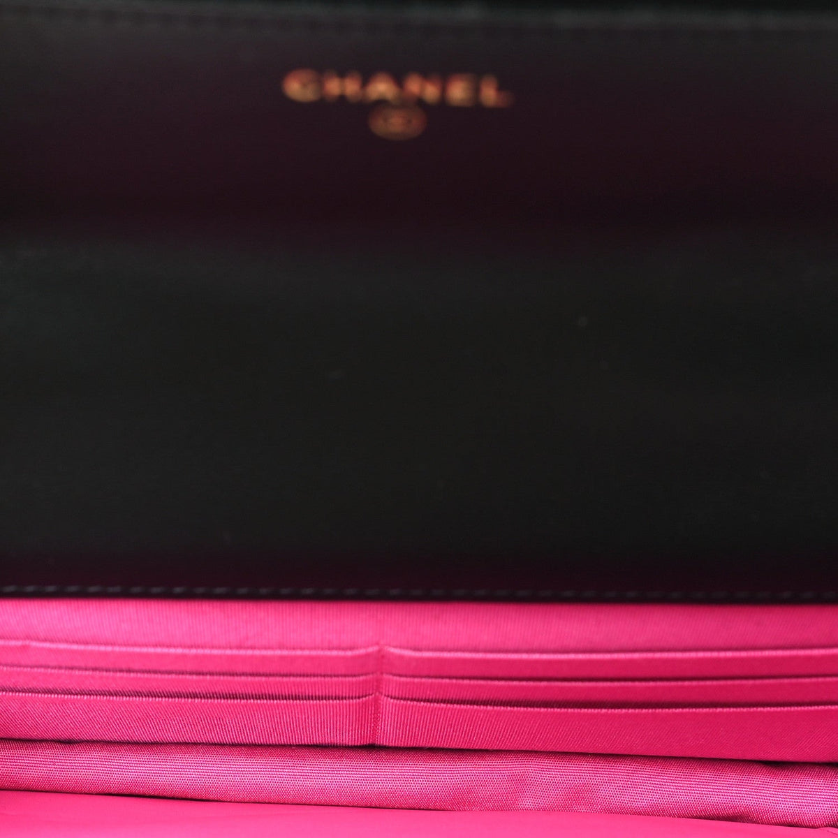 Fabric Printed Chanel 19 Wallet On Chain WOC Black Multicolor