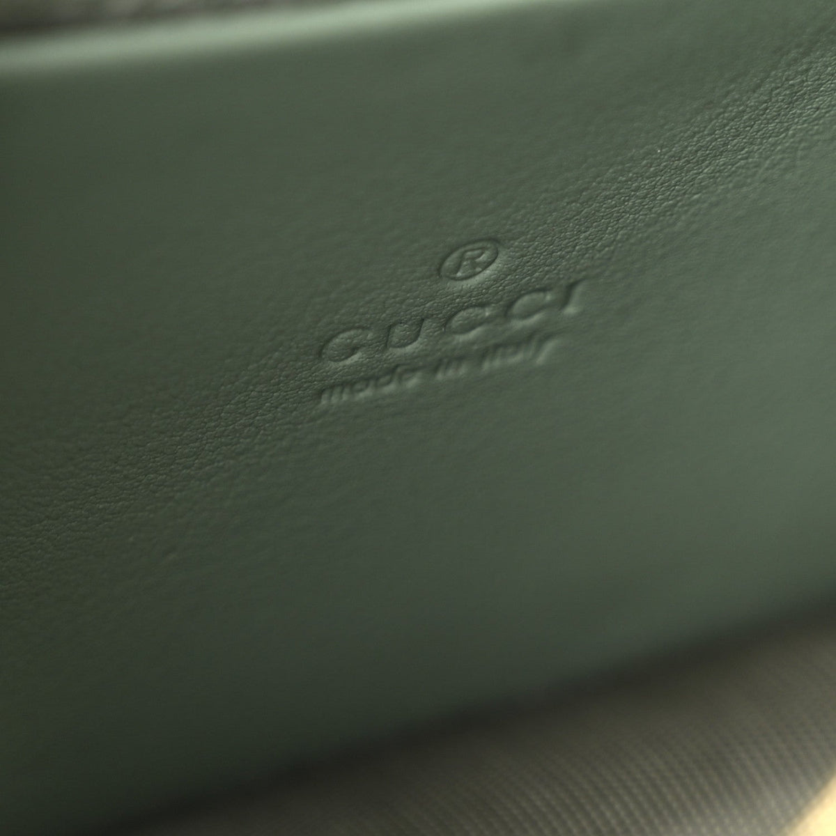 GG Supreme Monogram Textured Calfskin Emblem Wallet On Chain Sage Green
