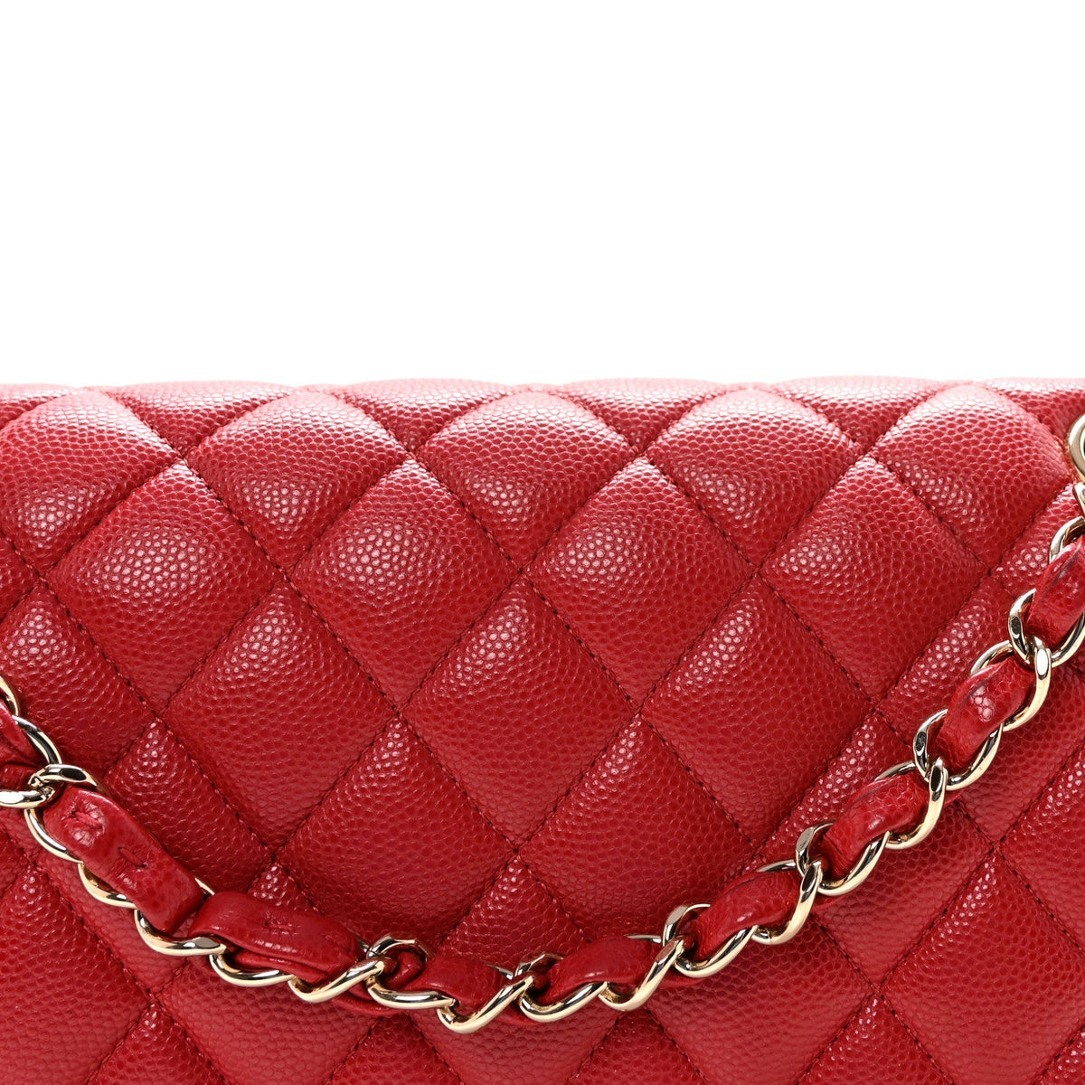 Caviar Quilted Medium Double Flap Red
