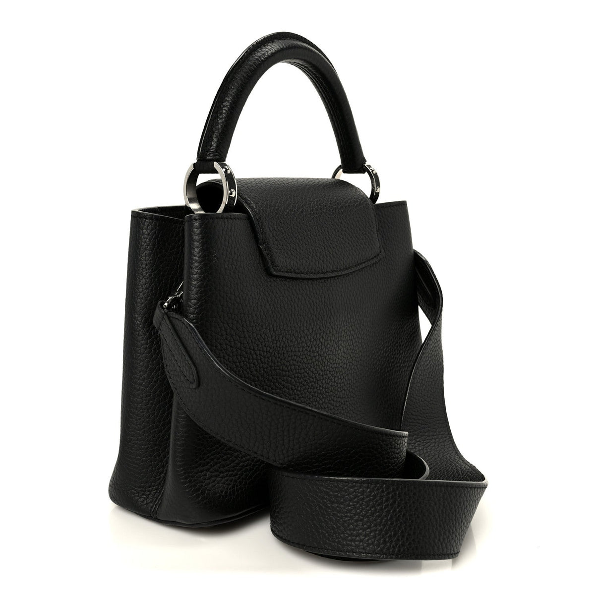 LV X YK Taurillon Inlaid Kusama Flowers Capucines BB Black
