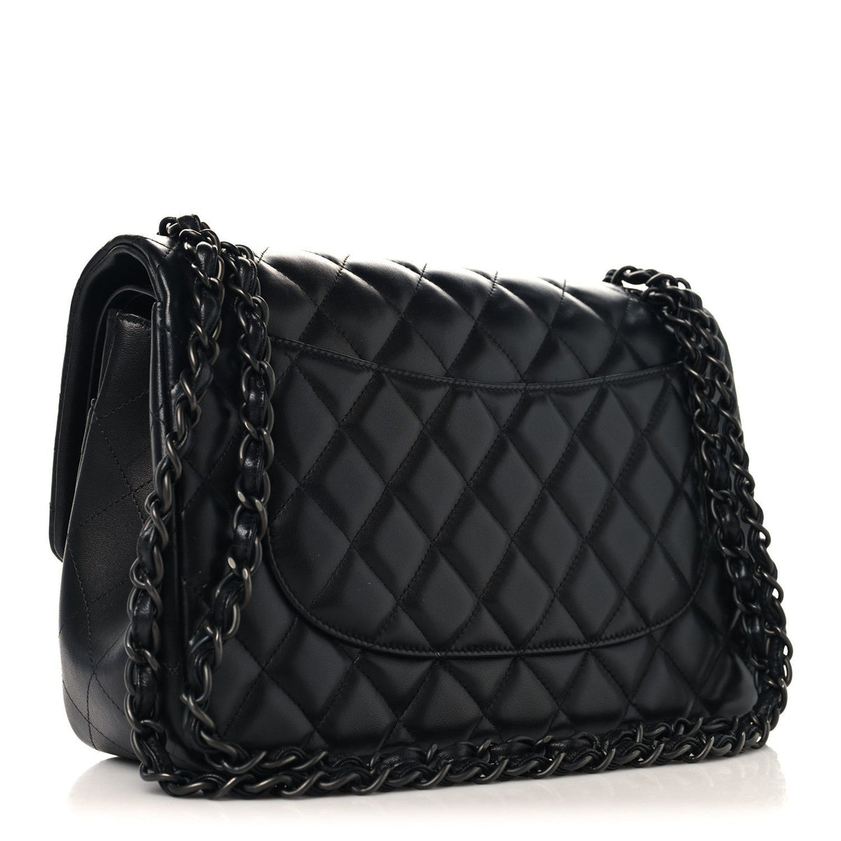 Lambskin Quilted Jumbo Double Flap So Black