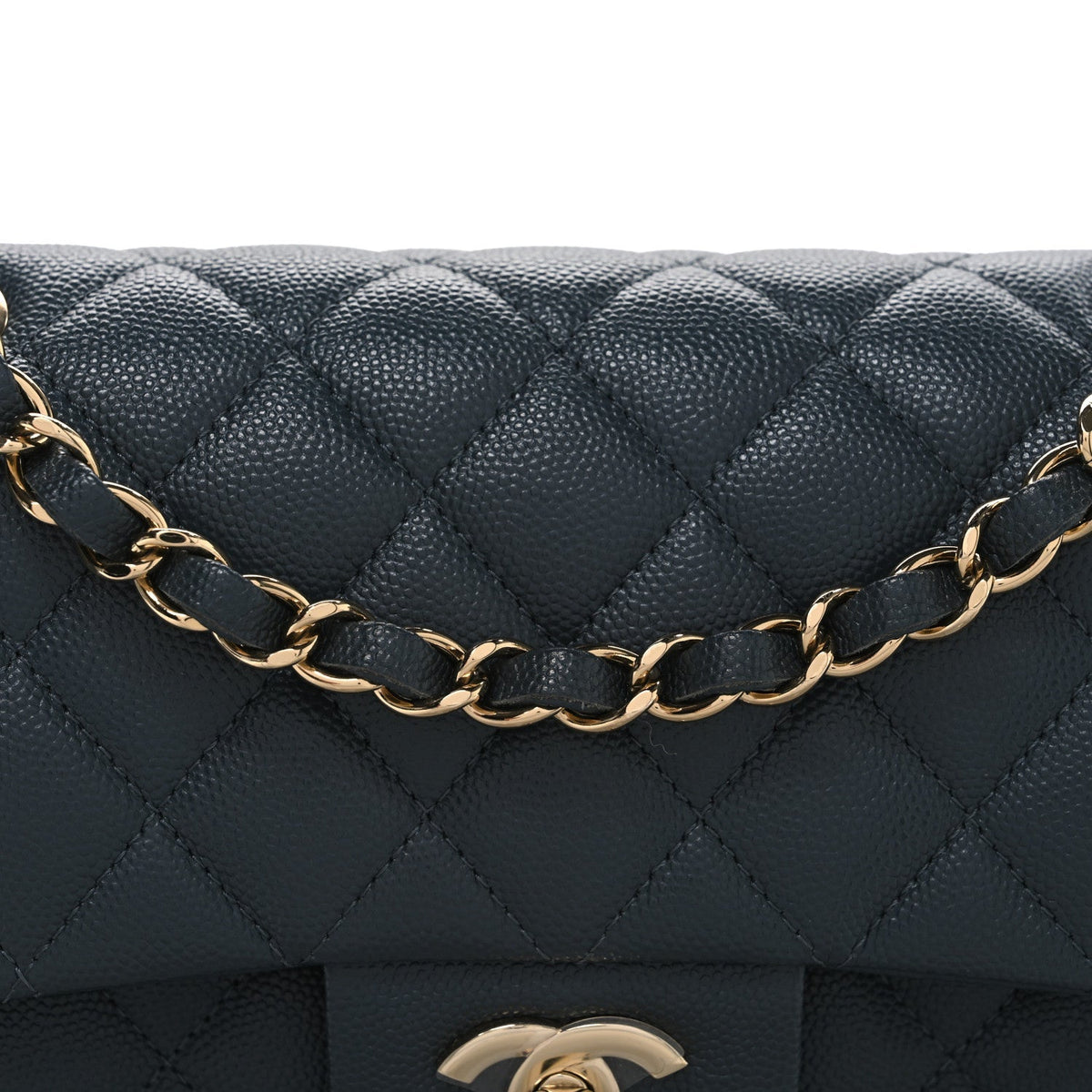 Caviar Quilted Small Double Flap Dark Grey