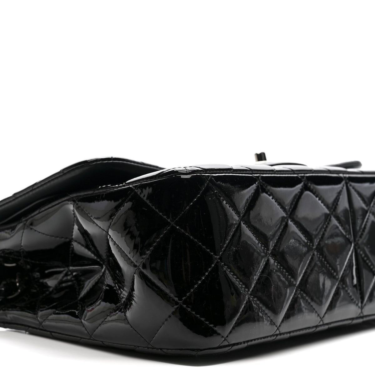 Patent Quilted Jumbo Double Flap Black