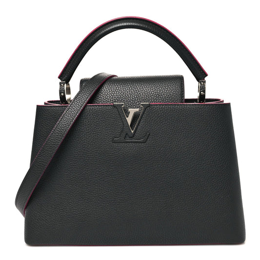 Taurillon Capucines PM Black Fuchsia