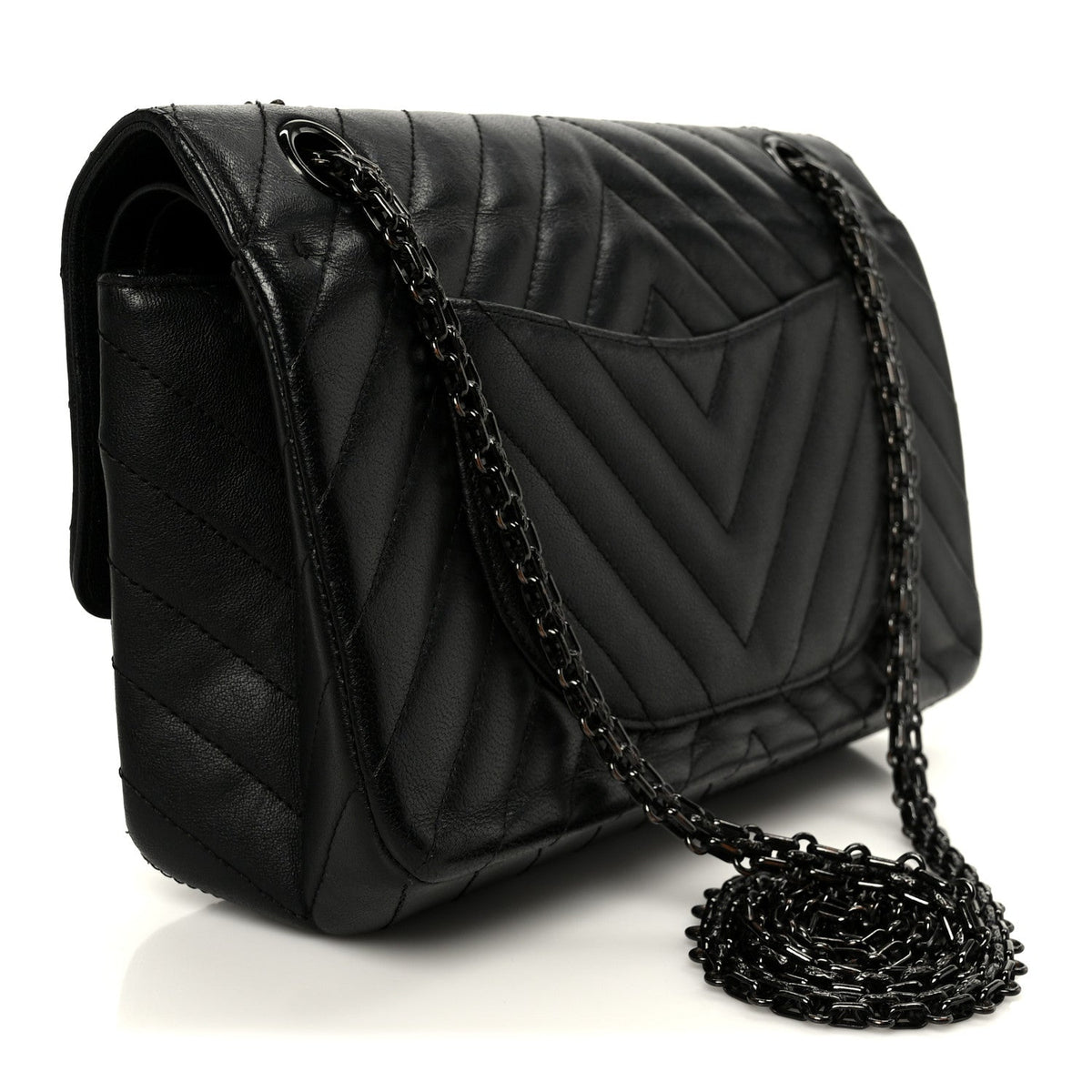Sheepskin Chevron Quilted 2.55 Reissue 225 Double Flap So Black