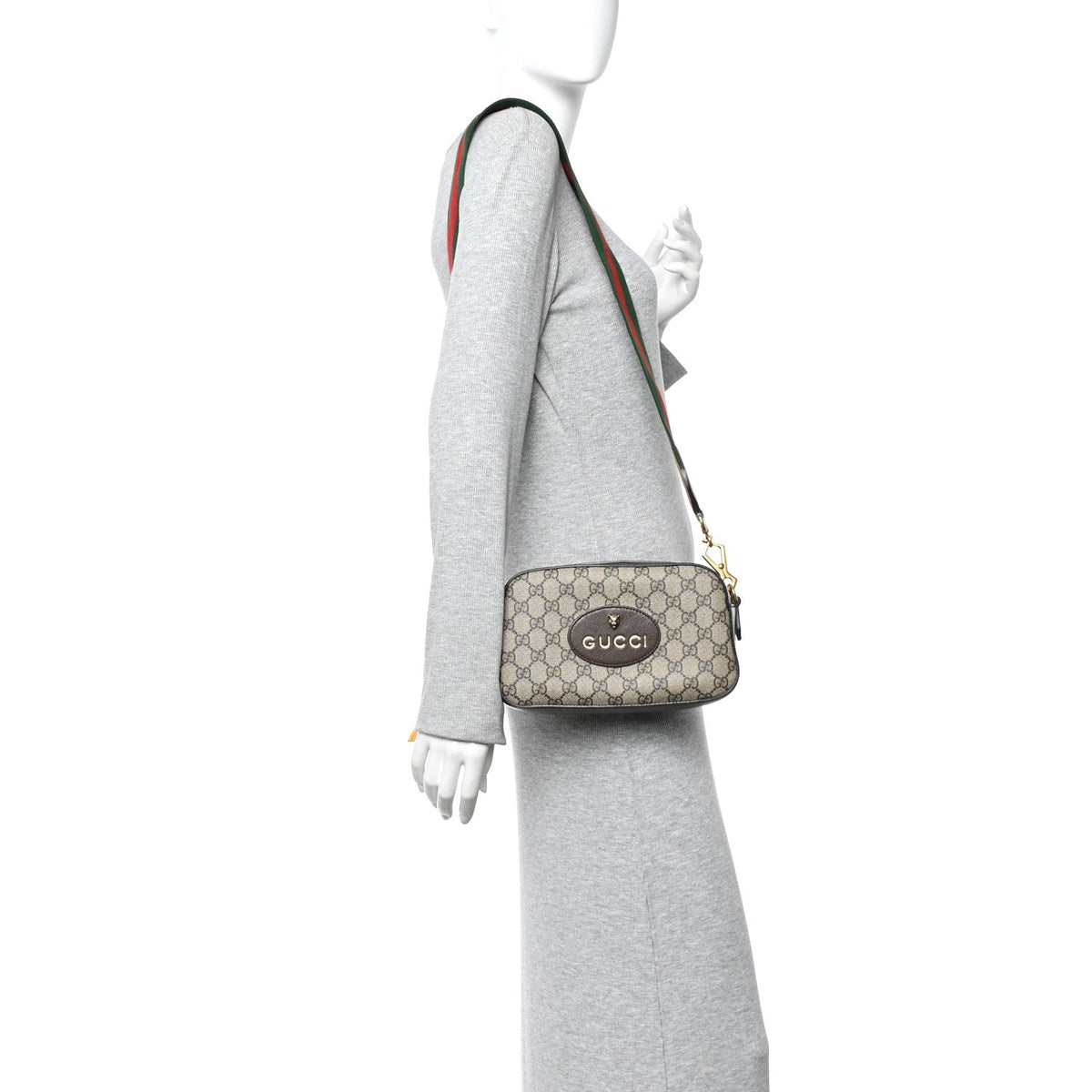 GG Supreme Monogram Web Neo Vintage Shoulder Bag Beige New Acero Crop
