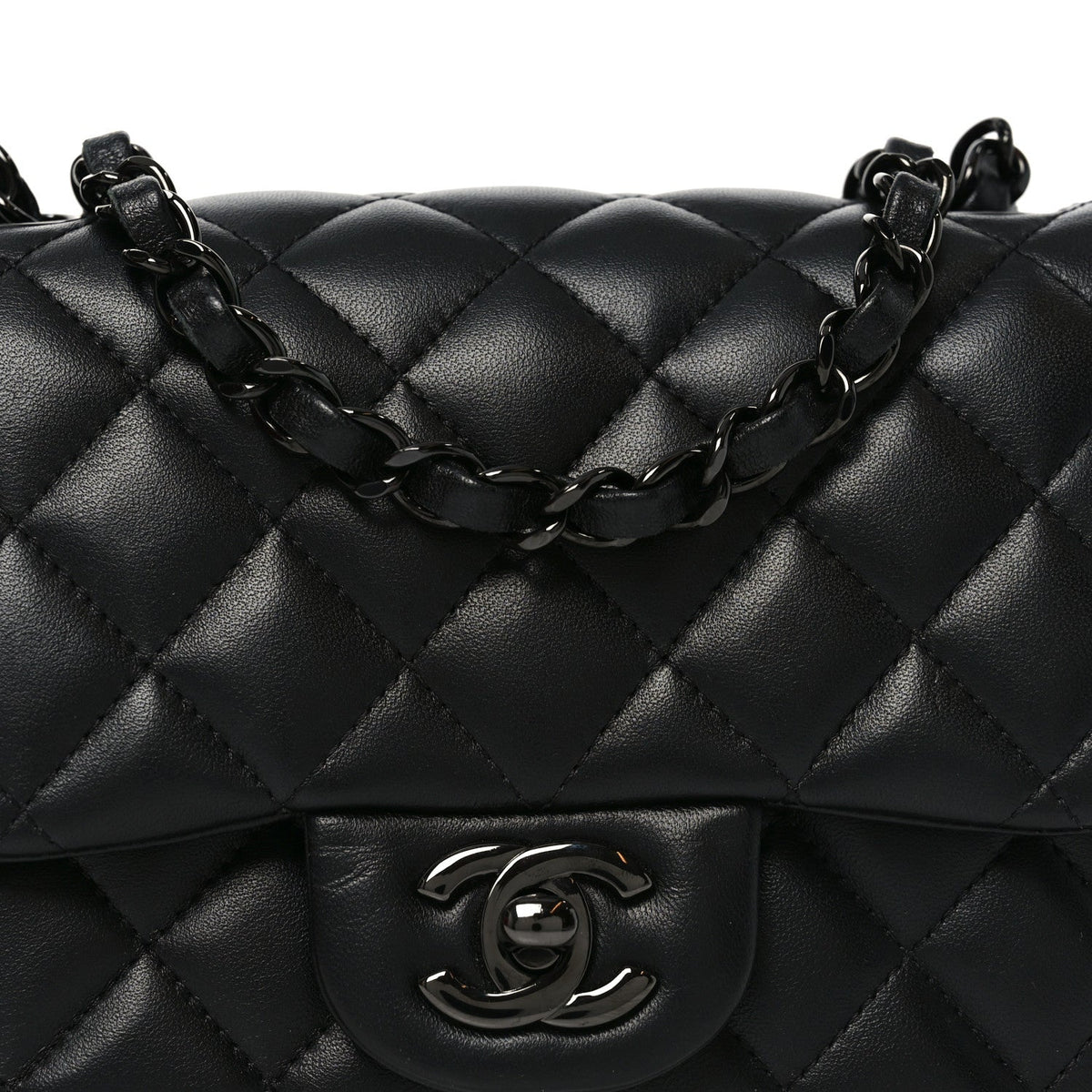 Lambskin Quilted Mini Square Flap So Black