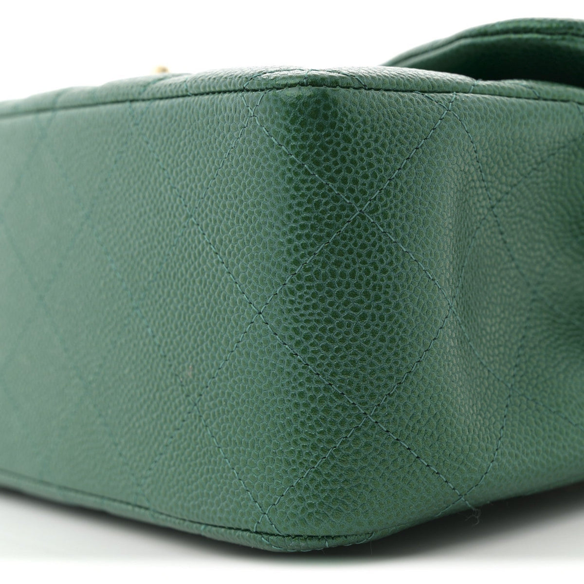 Metallic Caviar Quilted Jumbo Double Flap Green