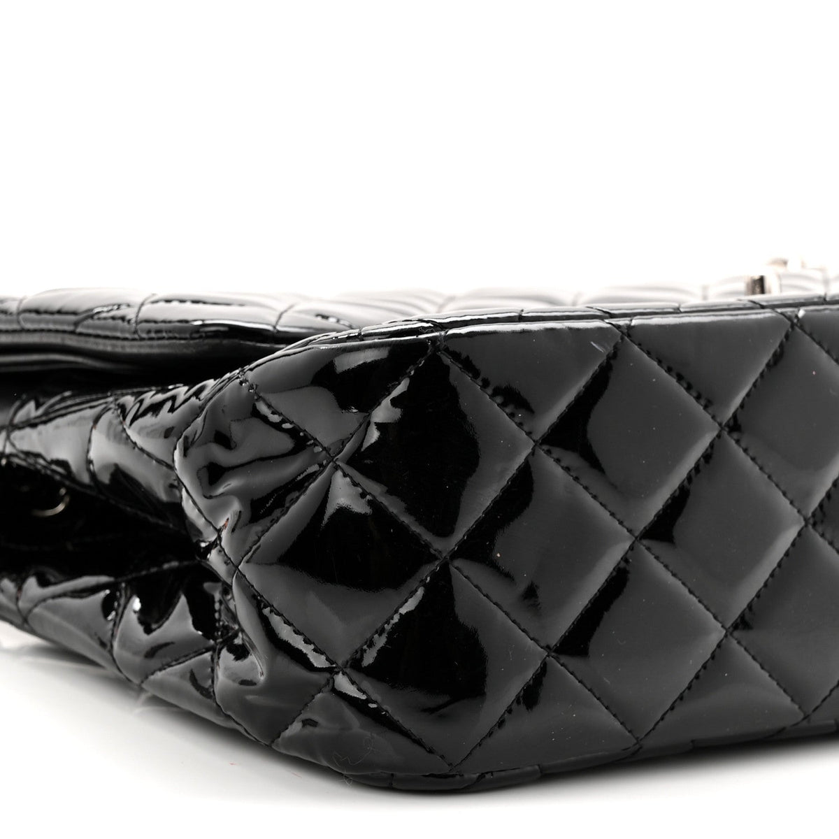 Patent Quilted Jumbo Double Flap Black