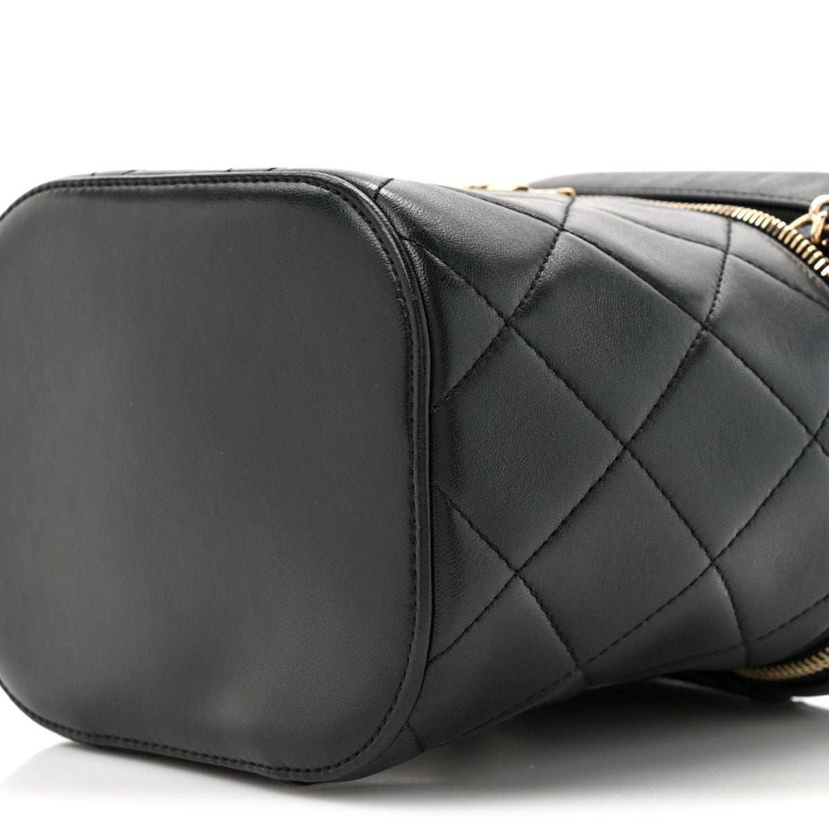 Lambskin Quilted Trendy Vanity Case Black