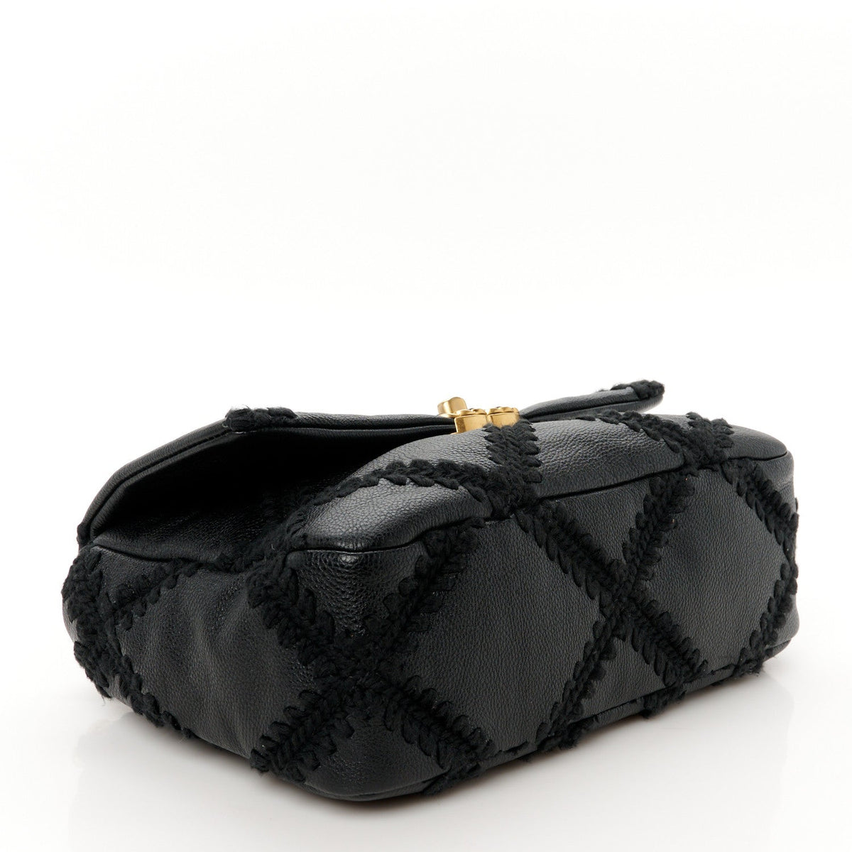 Calfskin Crochet Medium Chanel 19 Flap Black