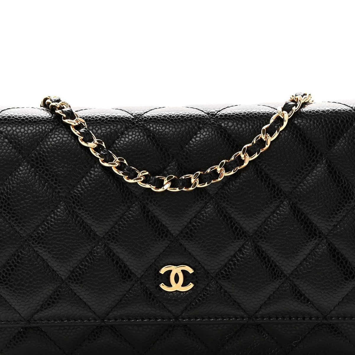 Caviar Quilted Wallet on Chain WOC Black
