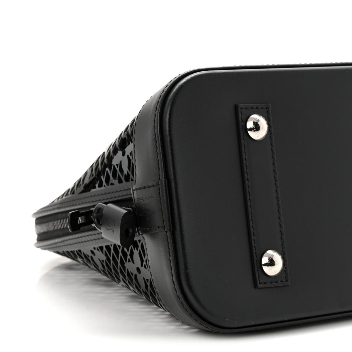 Patent Calfskin Laced Monogram Alma PM Black