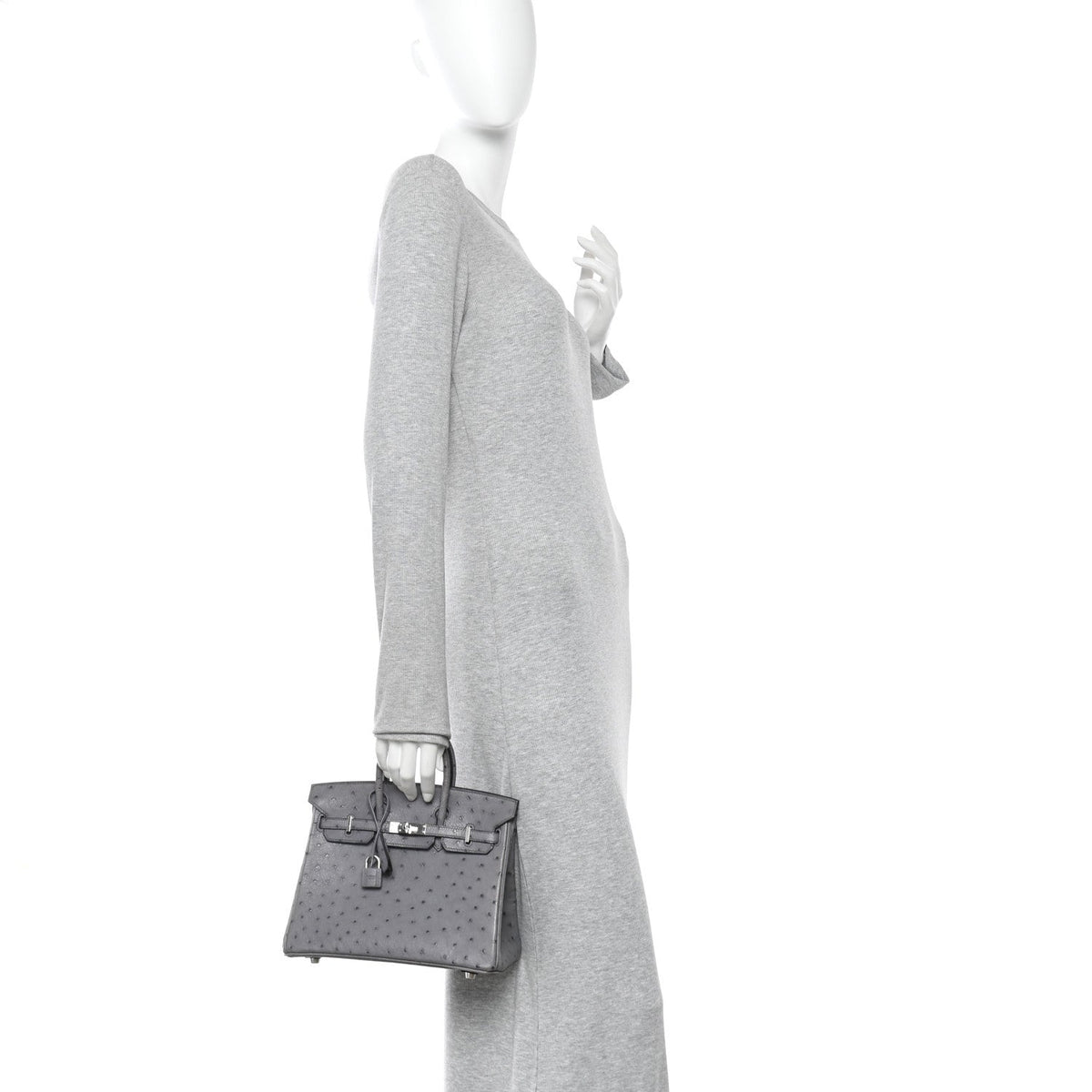 Ostrich Birkin 25 Gris Agate