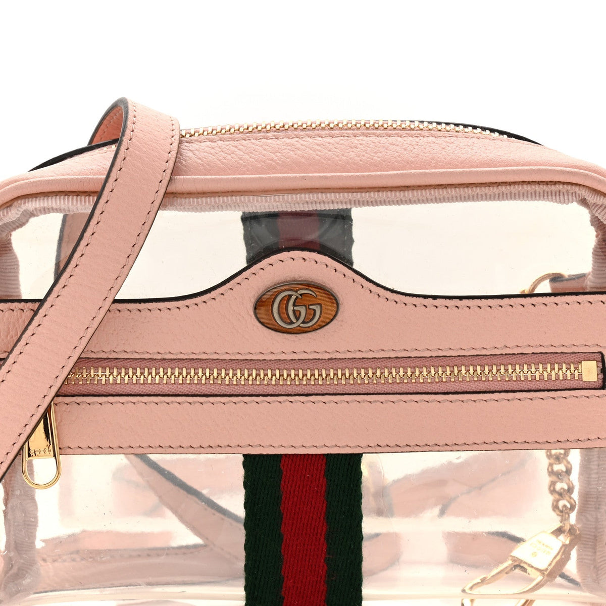 Vinyl Web Mini Ophidia Transparent Shoulder Bag Perfect Pink