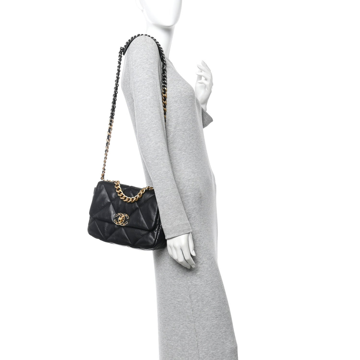 Lambskin Quilted Medium Chanel 19 Flap Black