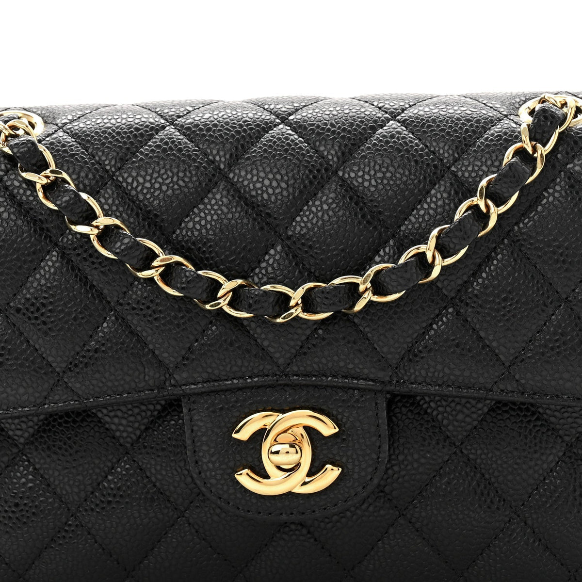 Caviar Quilted Small Double Flap Black