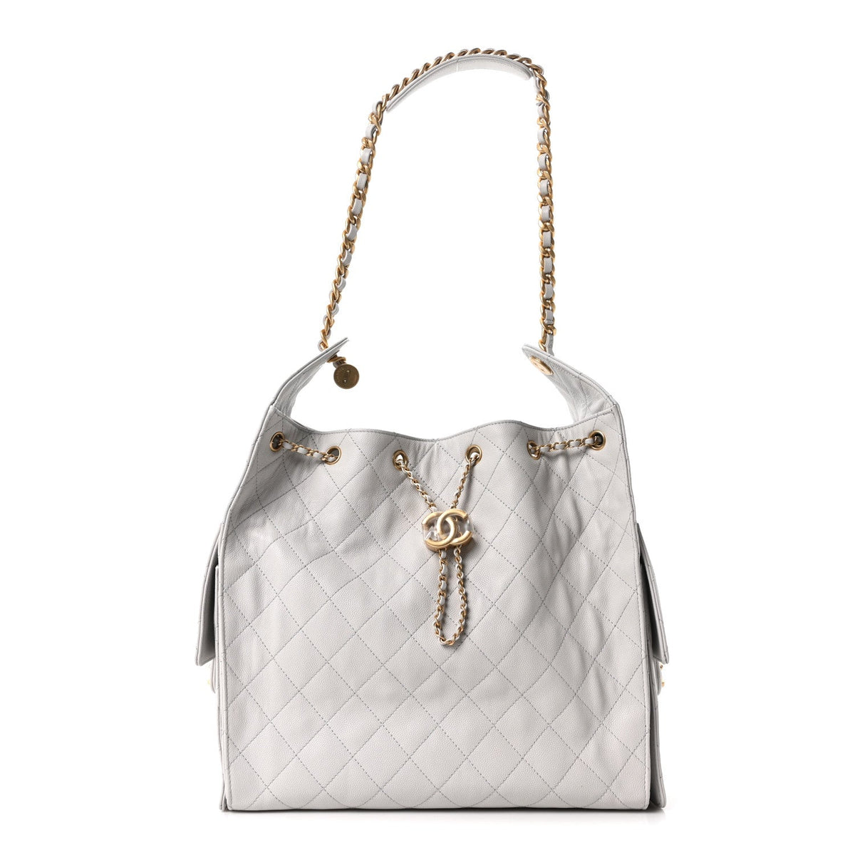 Caviar Quilted Medium Chanel 25 Handbag Light Gray