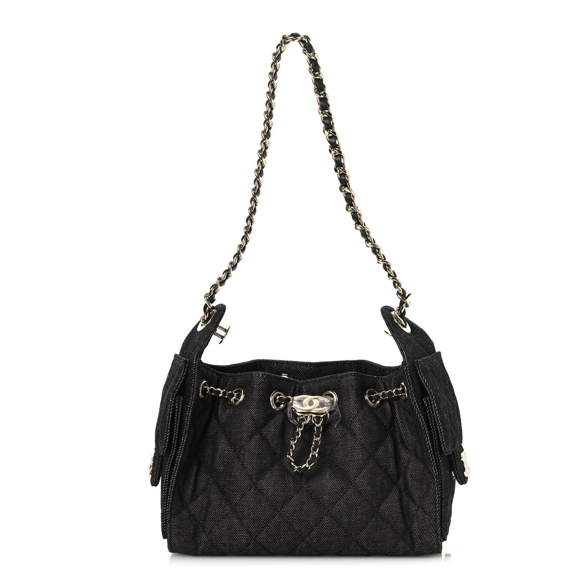 Denim Quilted Mini Chanel 25 Handbag Dark Blue