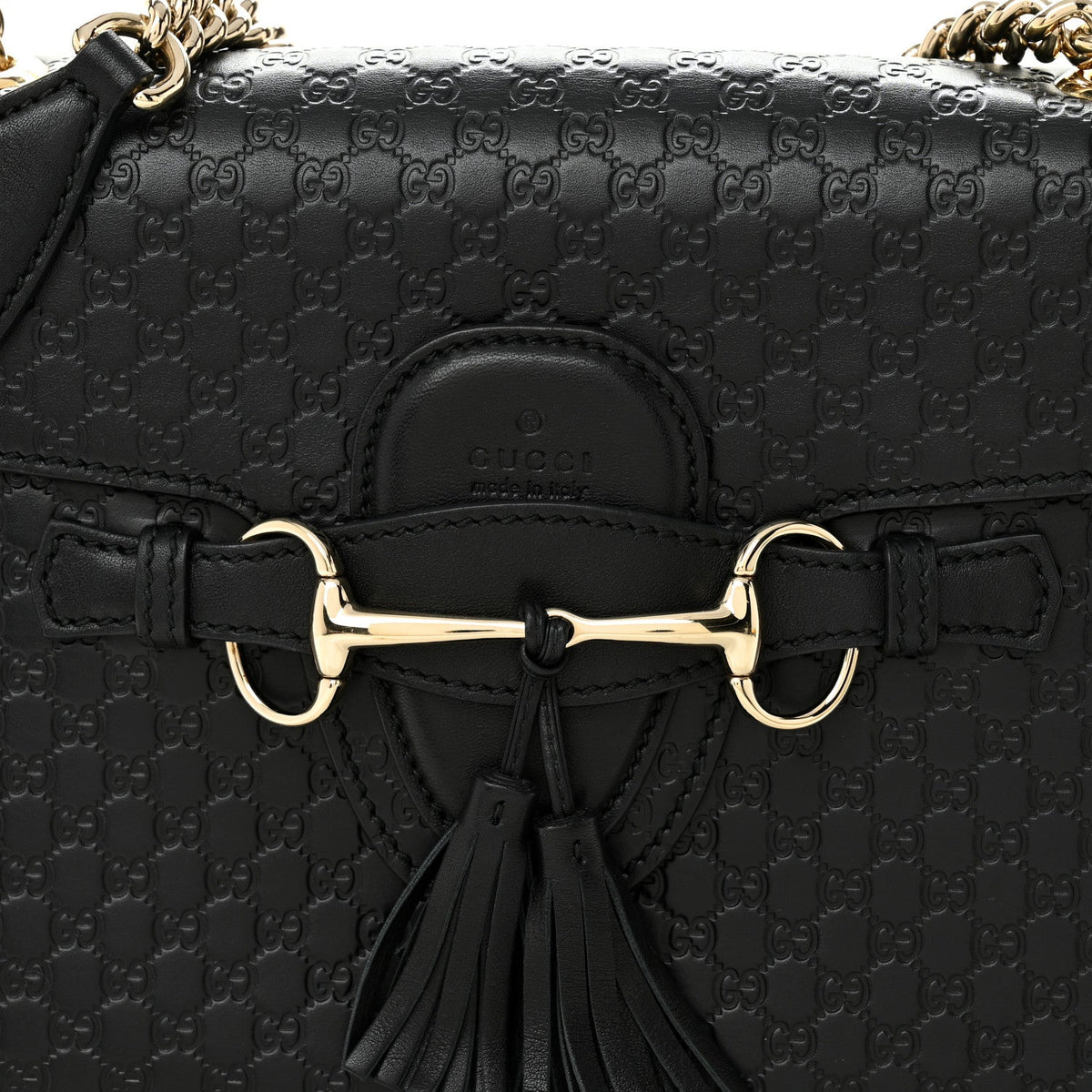 Microguccissima Medium Emily Chain Shoulder Bag Black