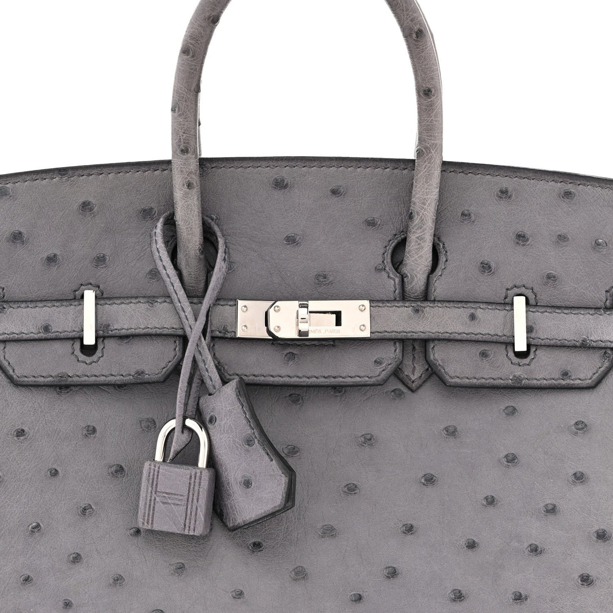 Ostrich Birkin 25 Gris Agate