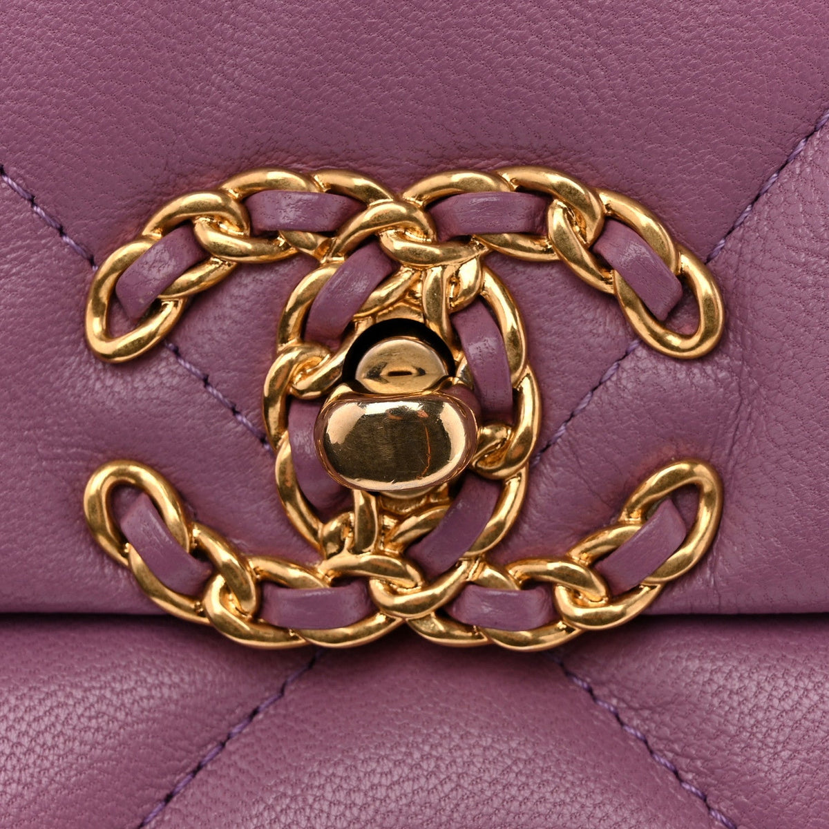 Goatskin Quilted Medium Chanel 19 Flap Purple