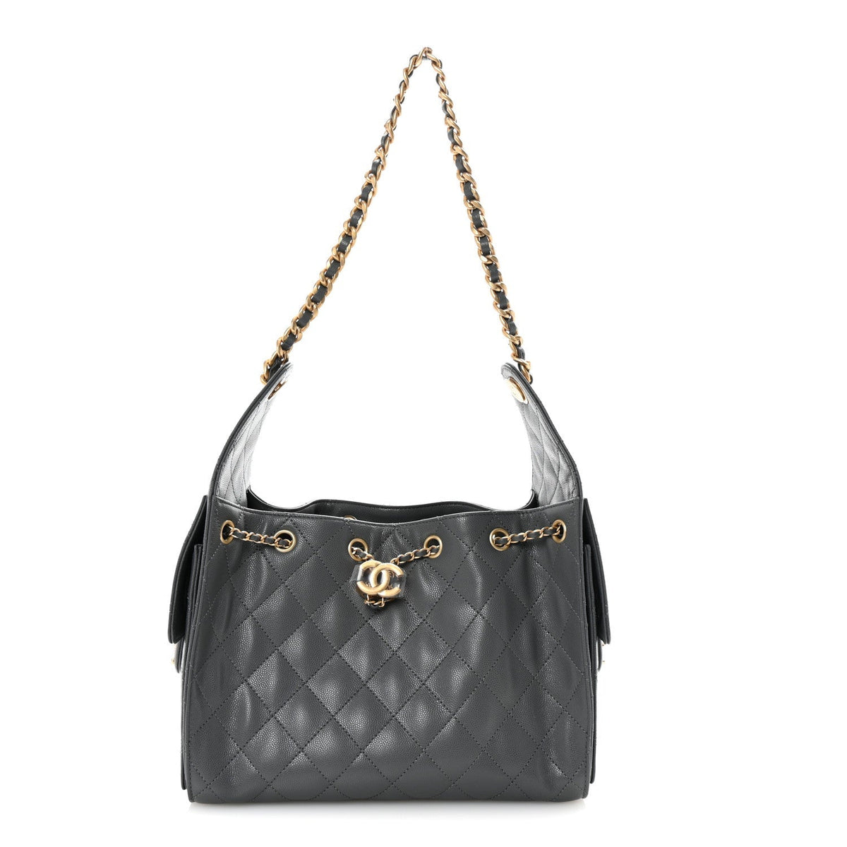 Caviar Quilted Small Chanel 25 Handbag Dark Grey