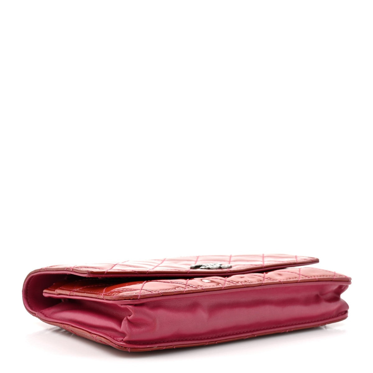 Patent Quilted Brilliant Wallet On Chain WOC Coral