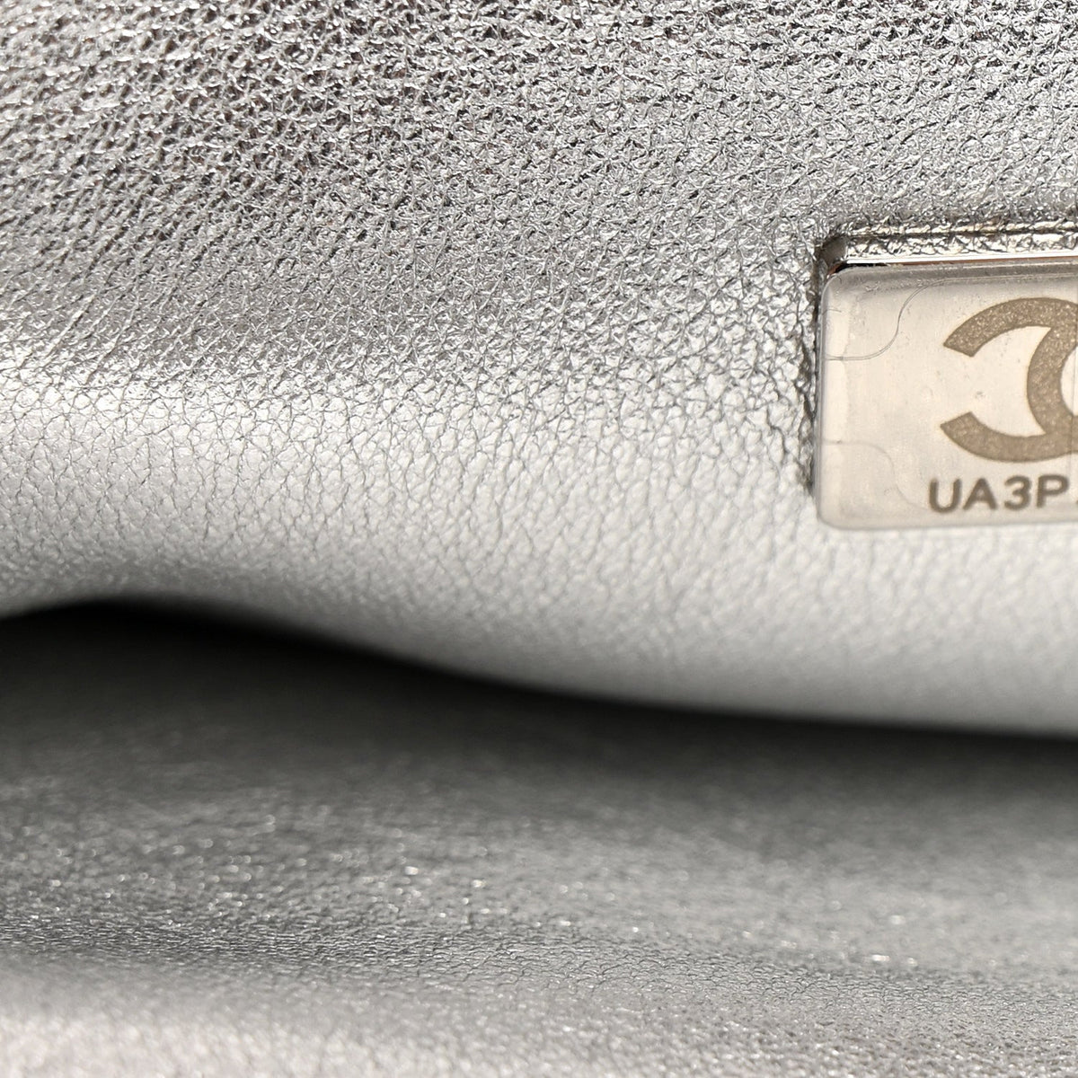 Crystal Embellished Metallic Lambskin Mini Chanel 22 Silver