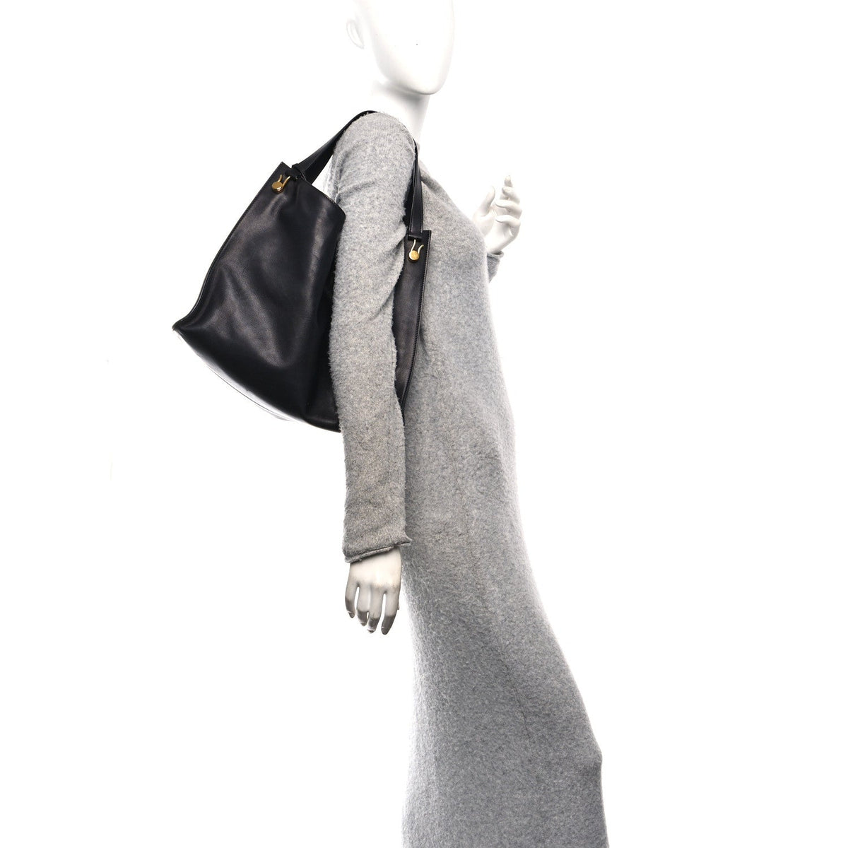 Polished Saddle Calfskin Alexia Bag Black