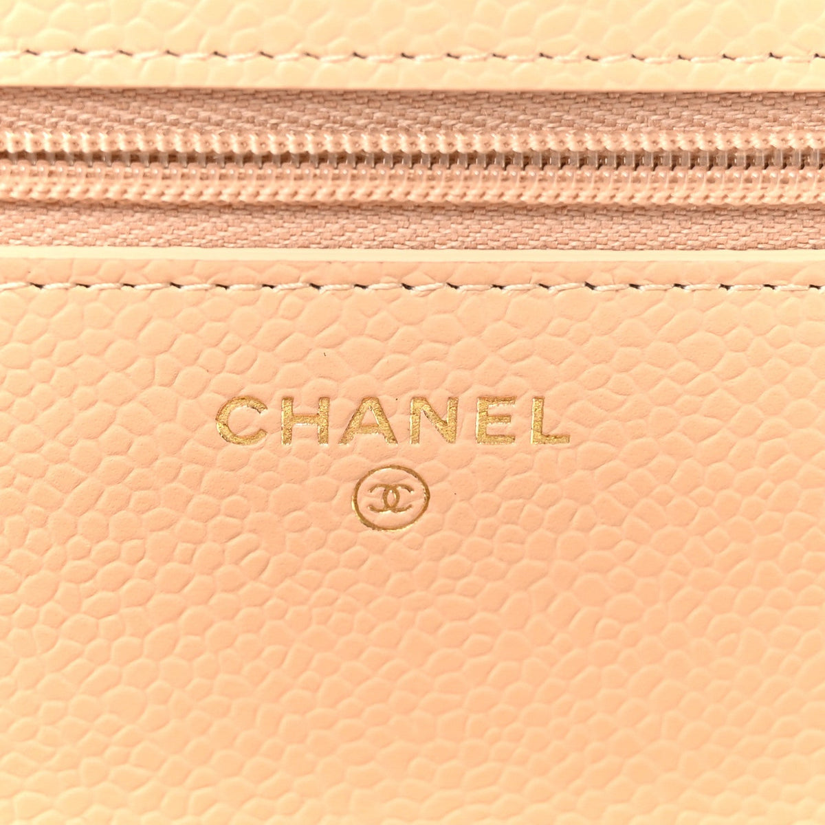 Caviar Quilted Wallet on Chain WOC Beige