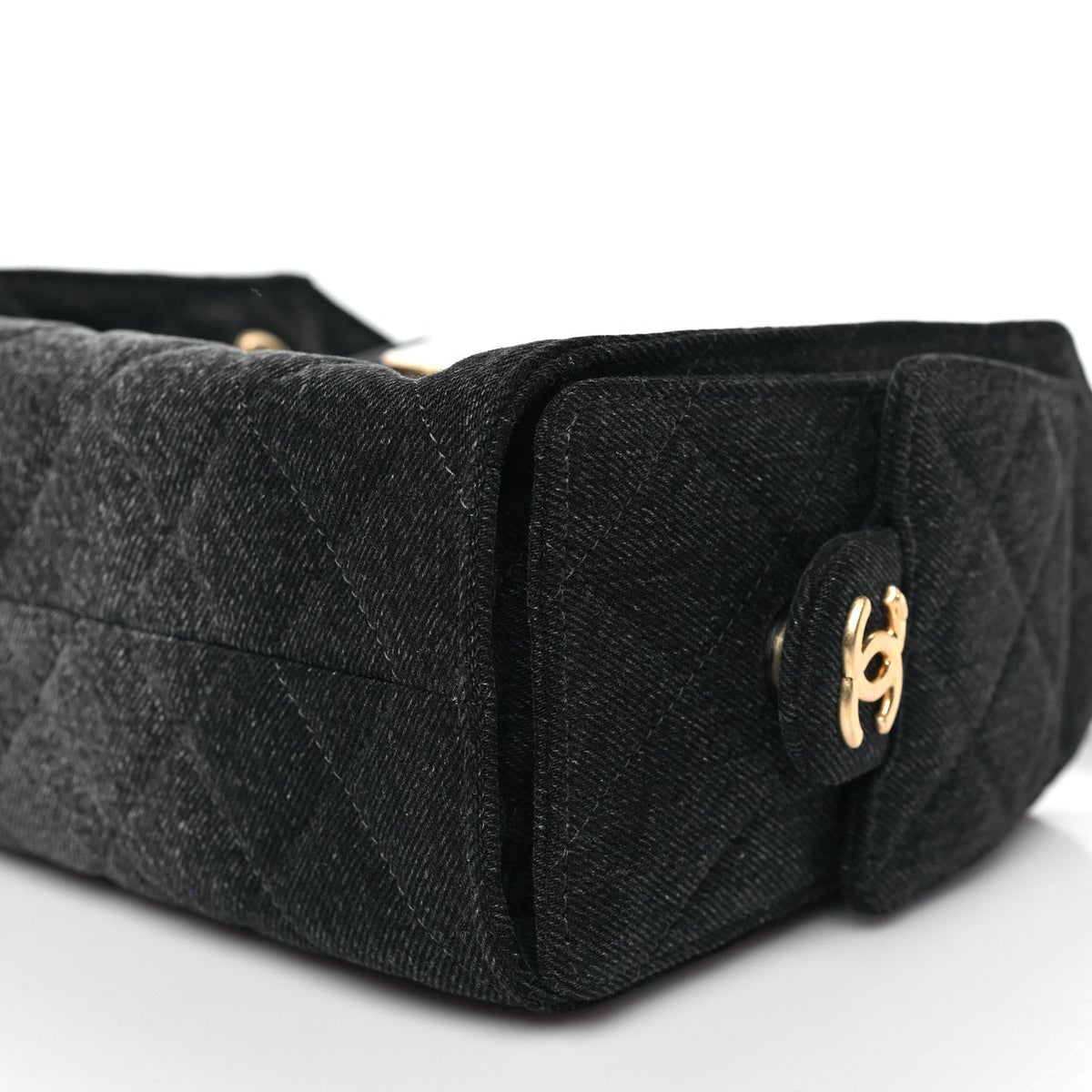 Washed Denim Quilted Mini Chanel 25 Handbag Black
