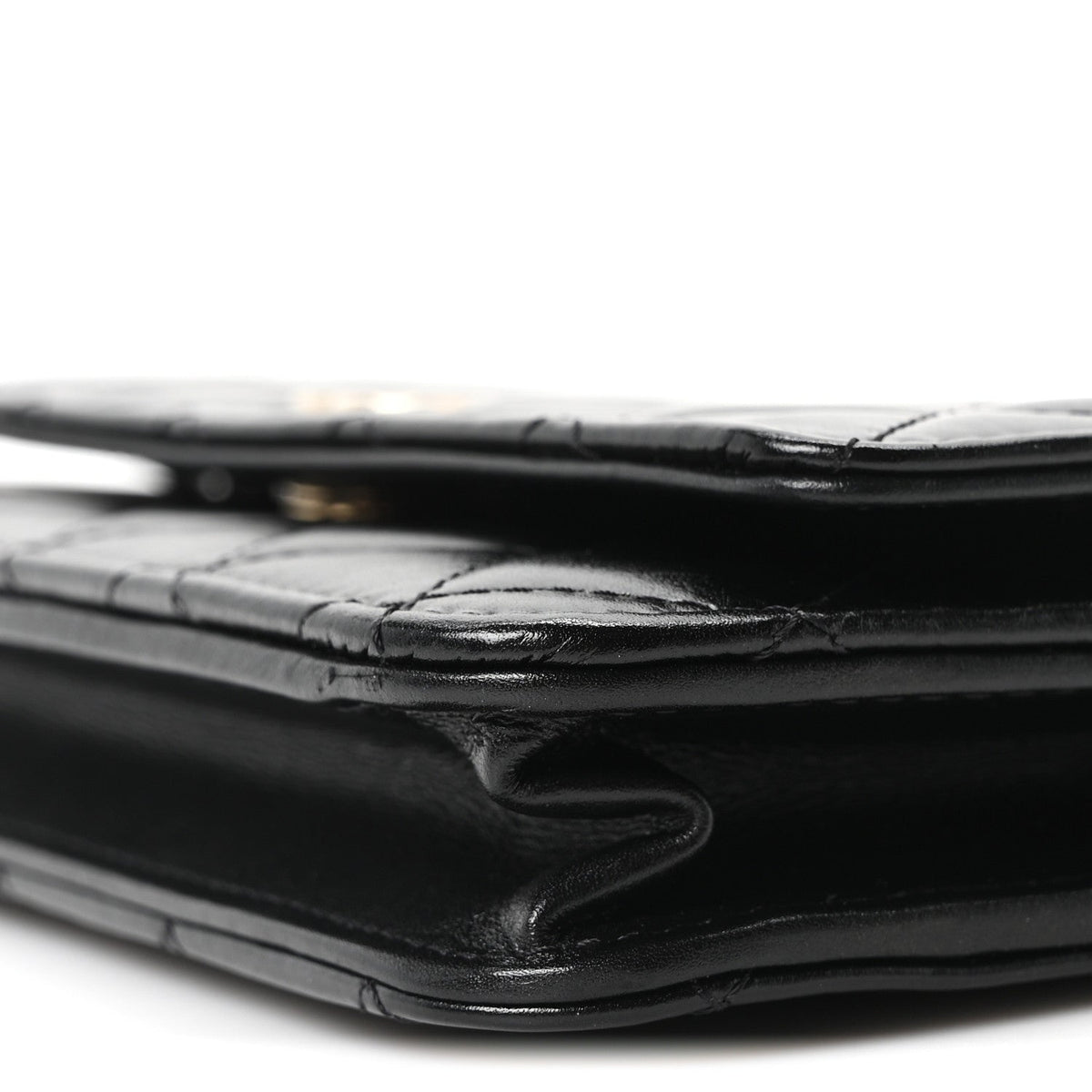 Calfskin Quilted Maxi Pearl Wallet On Chain WOC Black