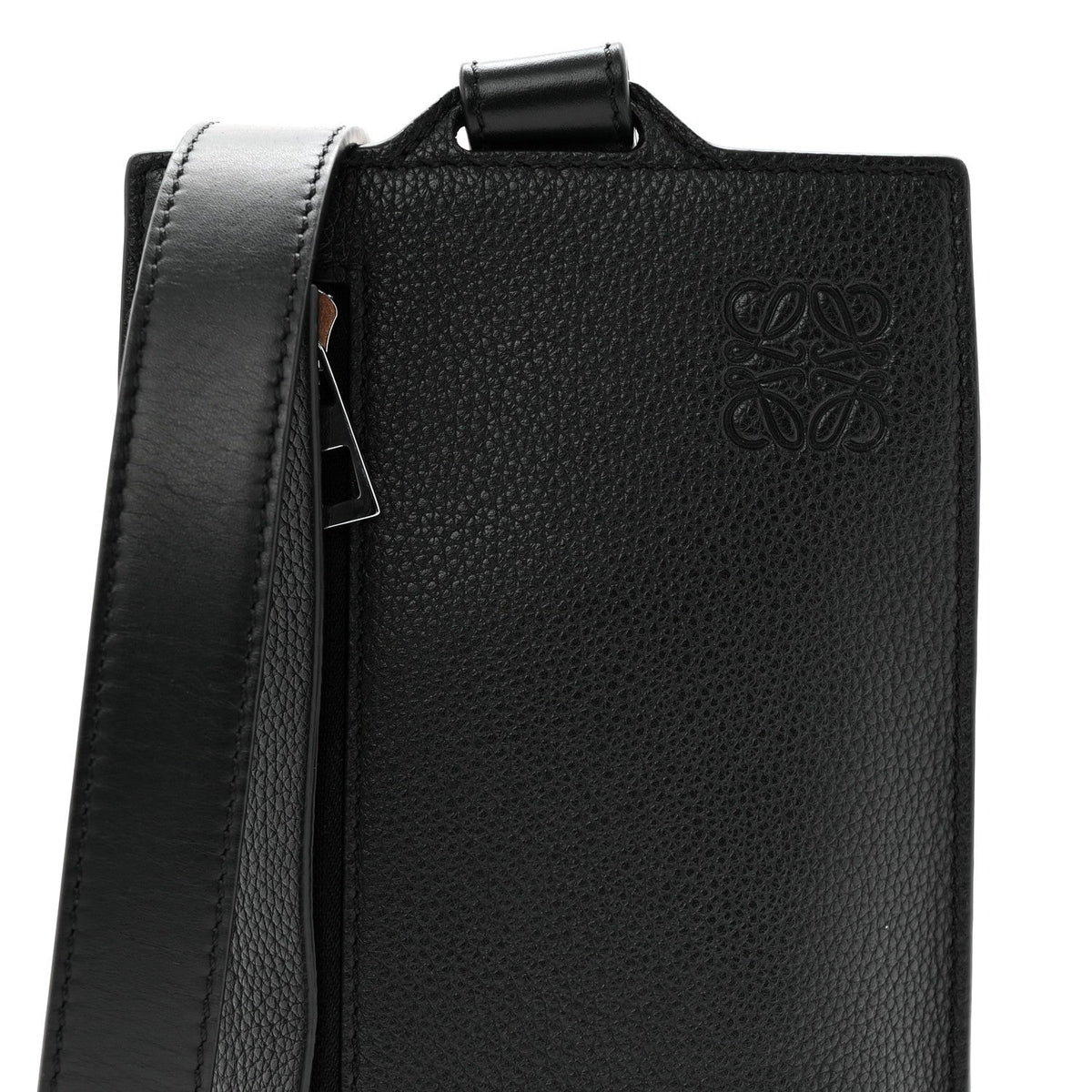 Soft Grained Calfskin Vertical T-Pocket Crossbody Bag Black