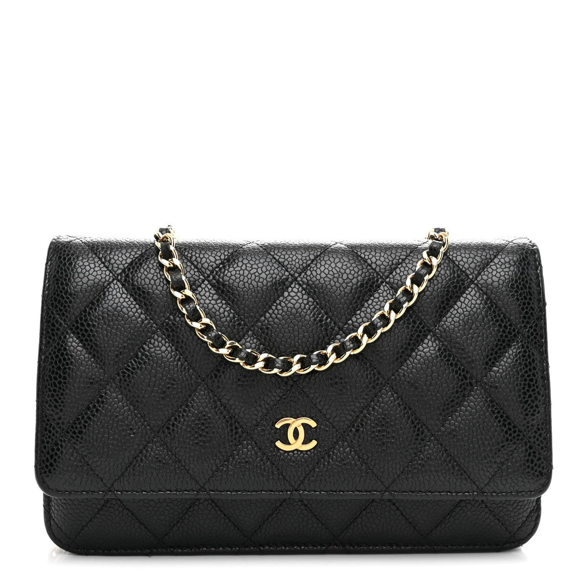 Caviar Quilted Wallet on Chain WOC Black