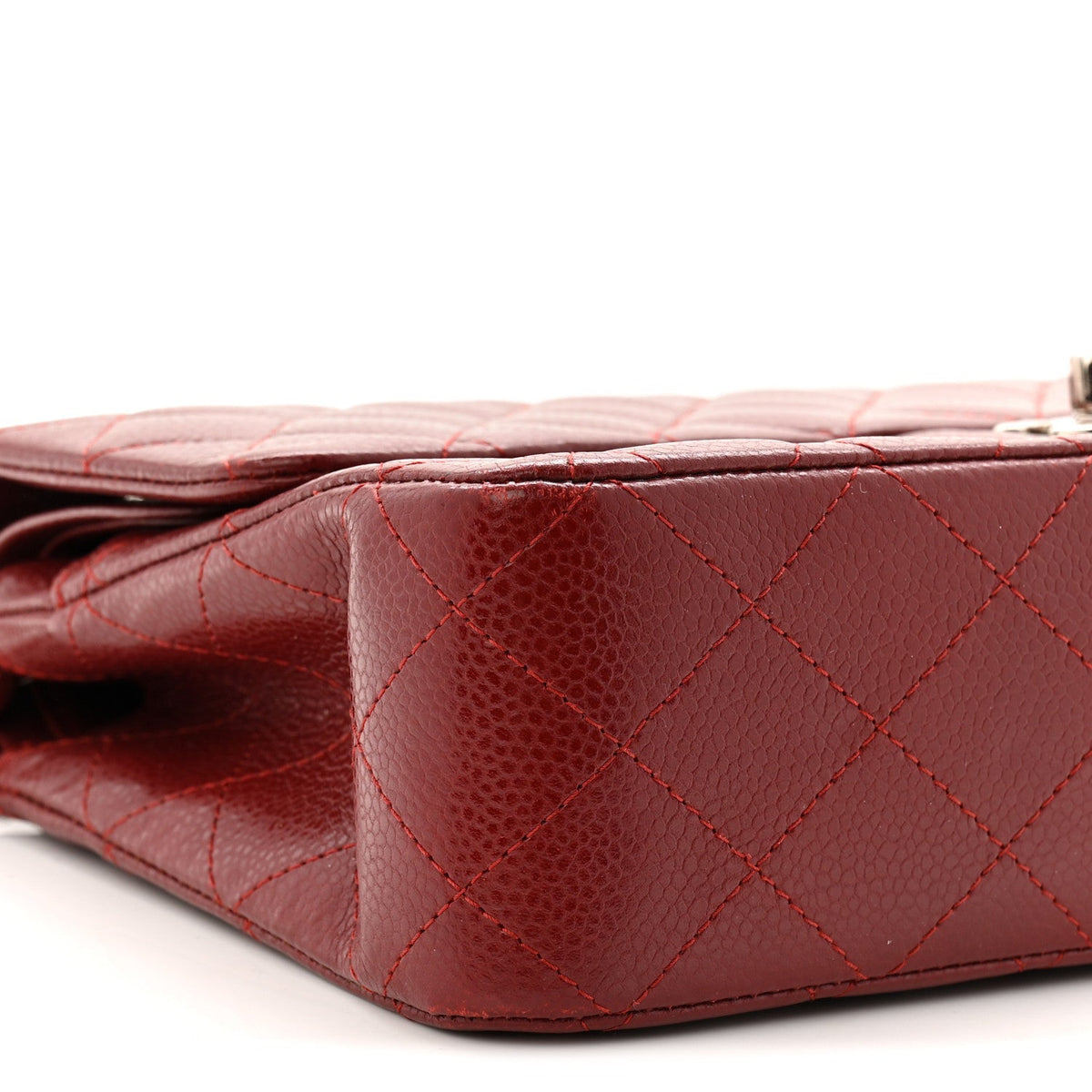 Caviar Quilted Medium Double Flap Burgundy