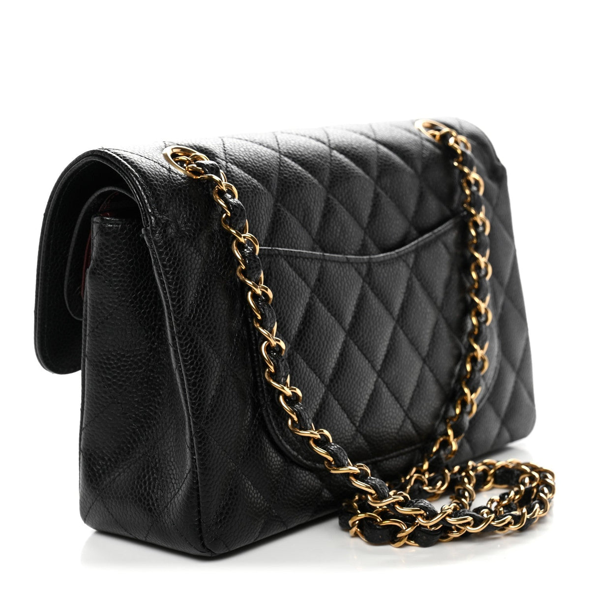 Caviar Quilted Small Double Flap Black