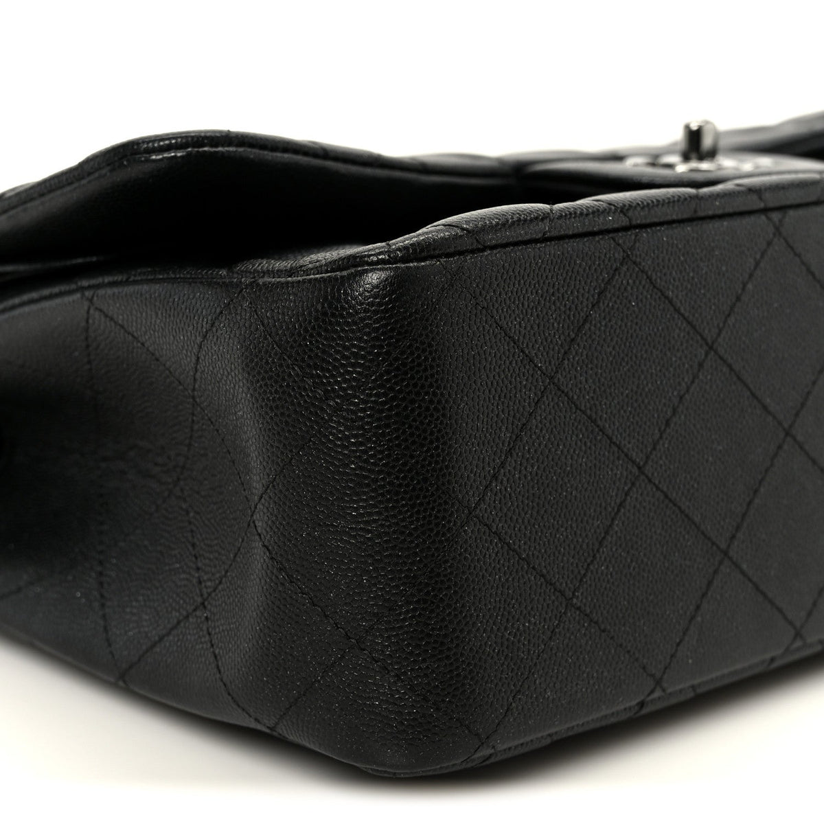Iridescent Caviar Quilted Jumbo Double Flap Black
