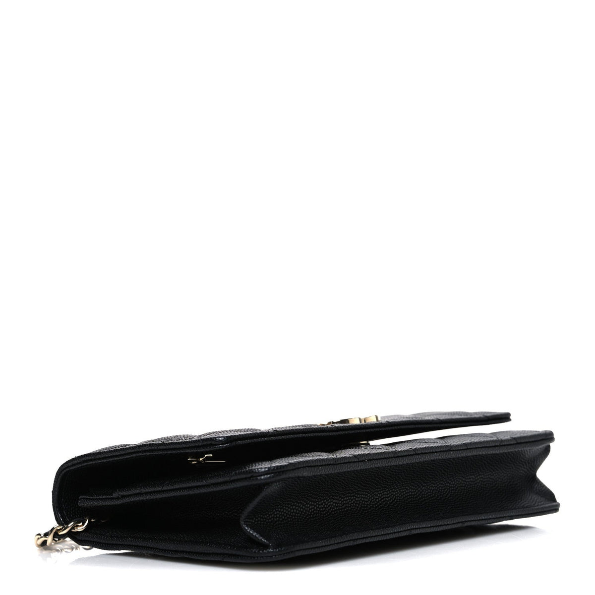 Caviar Quilted Striated CC Wallet On Chain WOC Black