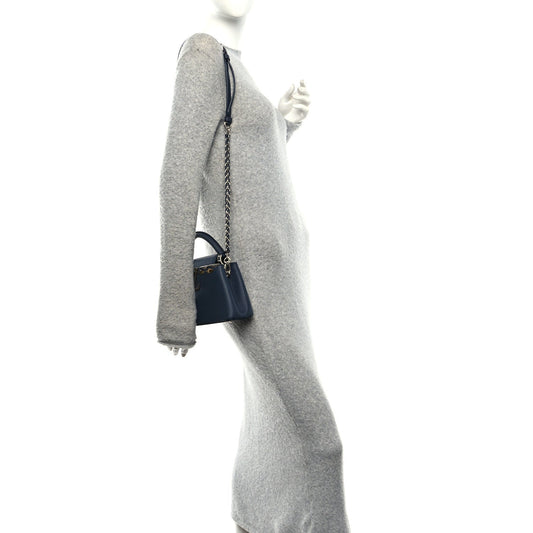 Taurillon Embellished Malletage Crown Mini Capucines Navy