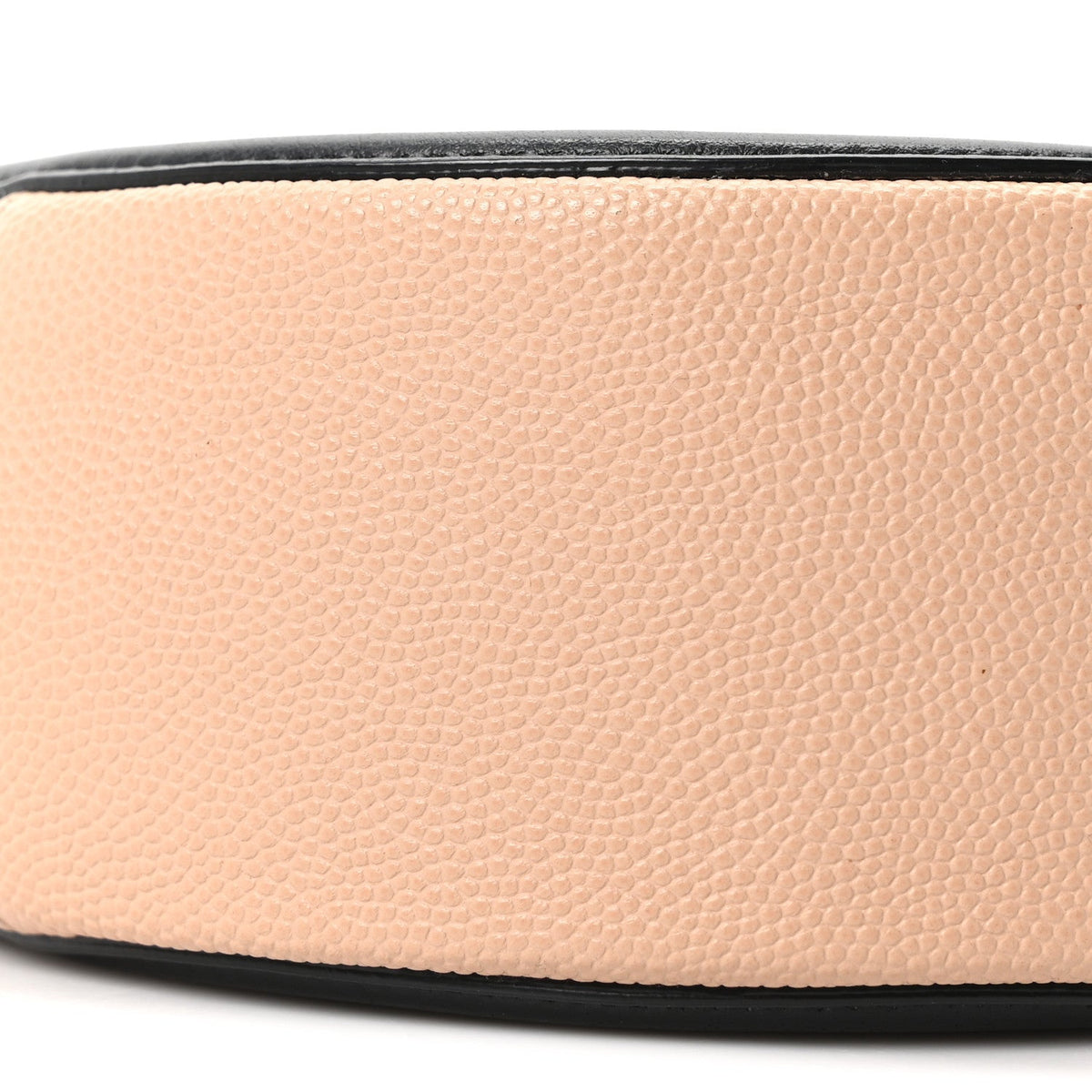 Caviar Quilted Round Filigree Crossbody Beige Black