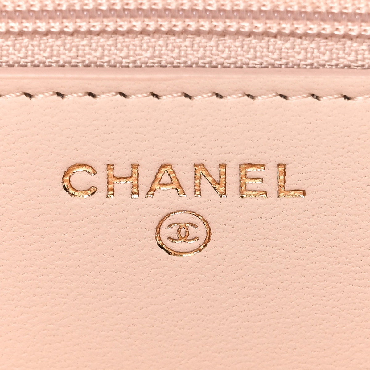 Lambskin Quilted Trendy CC Wallet On Chain WOC Light Beige